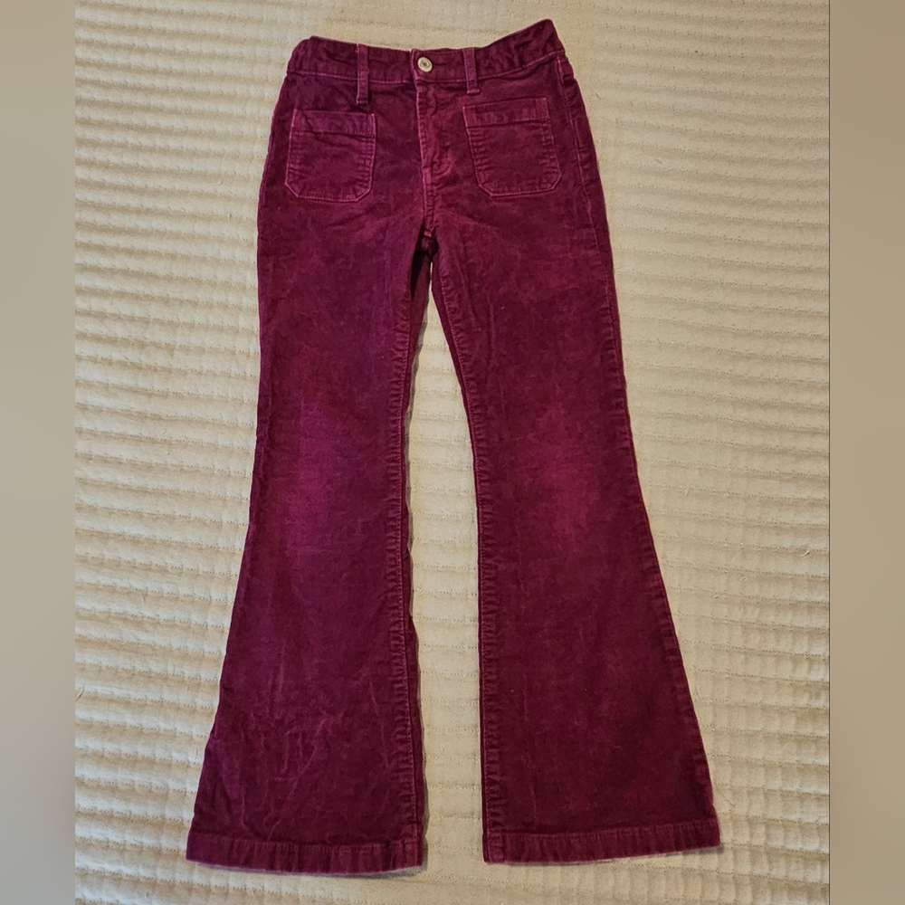 GAP Girl's Plum Corduroy High Rise Flare Pants